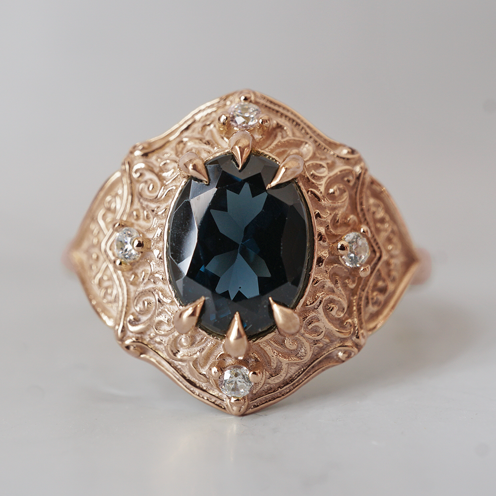 One Of A Kind: Blue Spinel Miraj Diamond Ring in 14K and 18K Gold