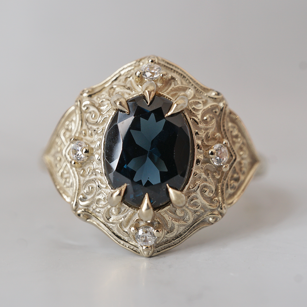 One Of A Kind: Blue Spinel Miraj Diamond Ring in 14K and 18K Gold