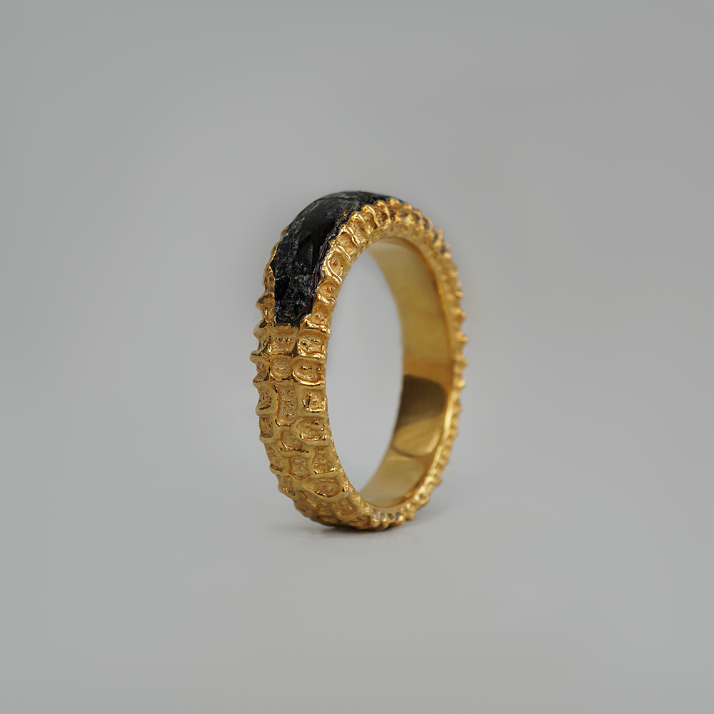 Pietersite Monolith Ring in 14K and 18K Gold, 5.6mm