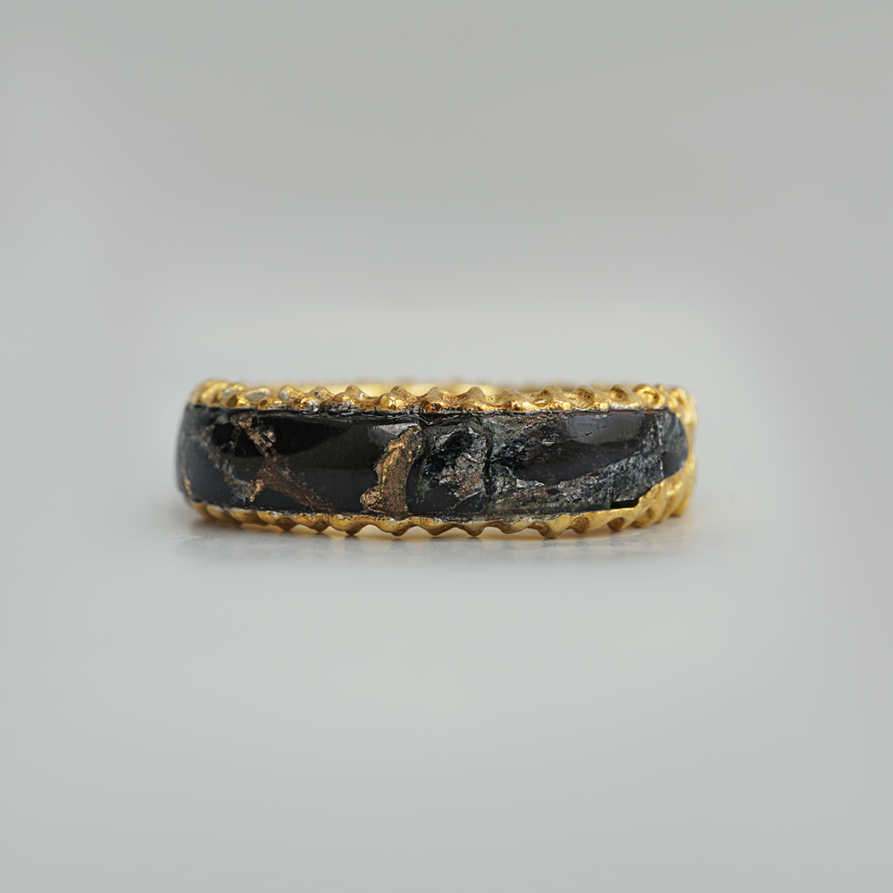 Pietersite Monolith Ring in 14K and 18K Gold, 5.6mm