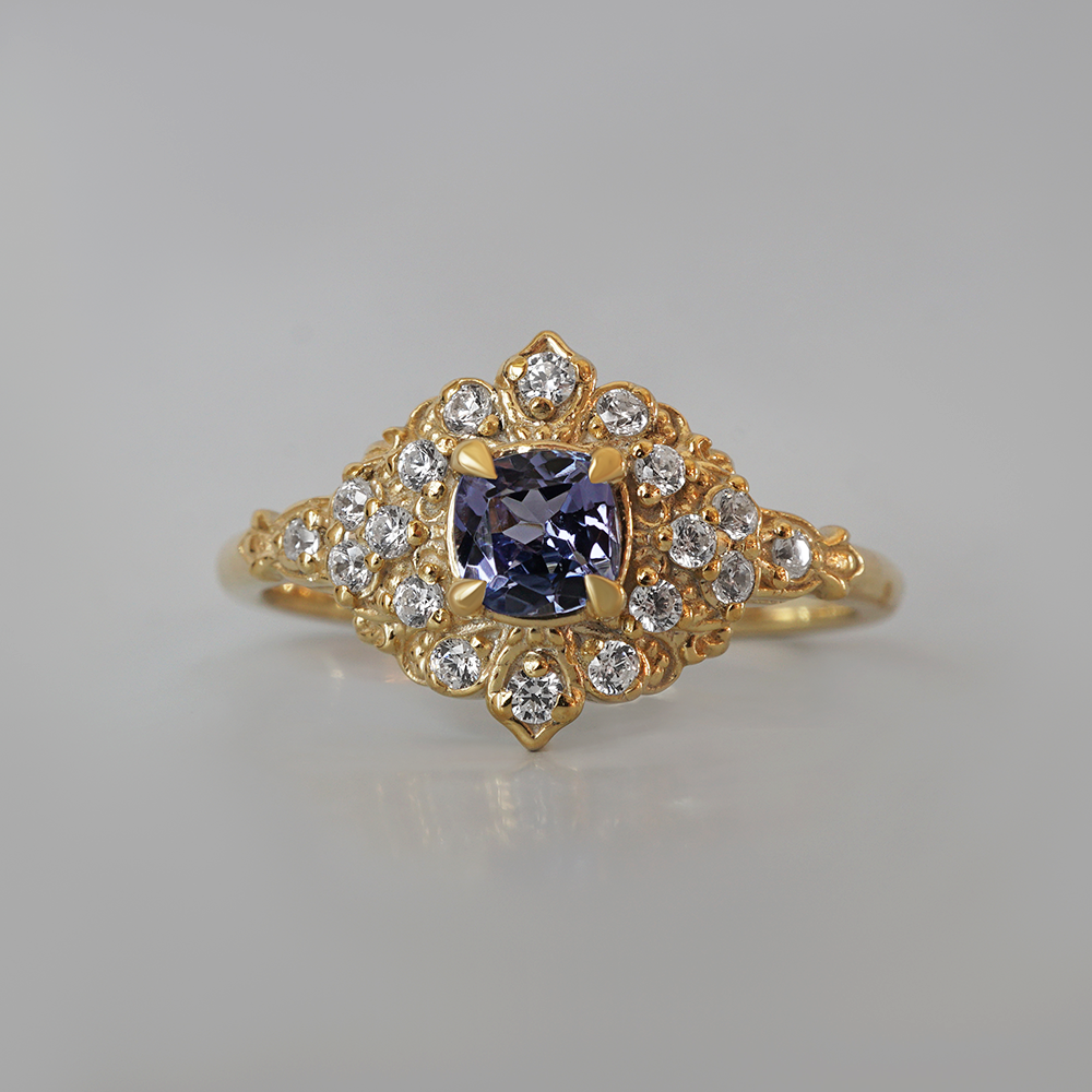 Moonflower Tanzanite Diamond Ring in 14K and 18K Gold