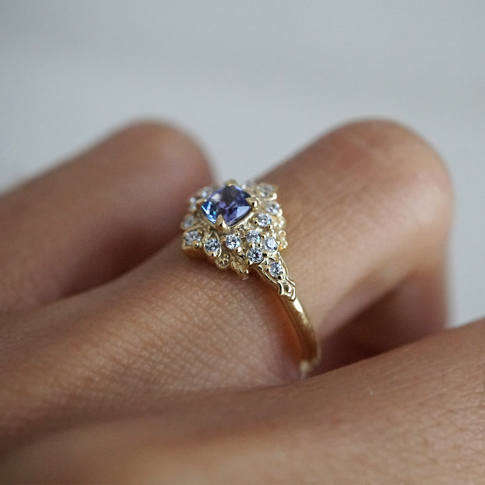 Moonflower Tanzanite Diamond Ring in 14K and 18K Gold