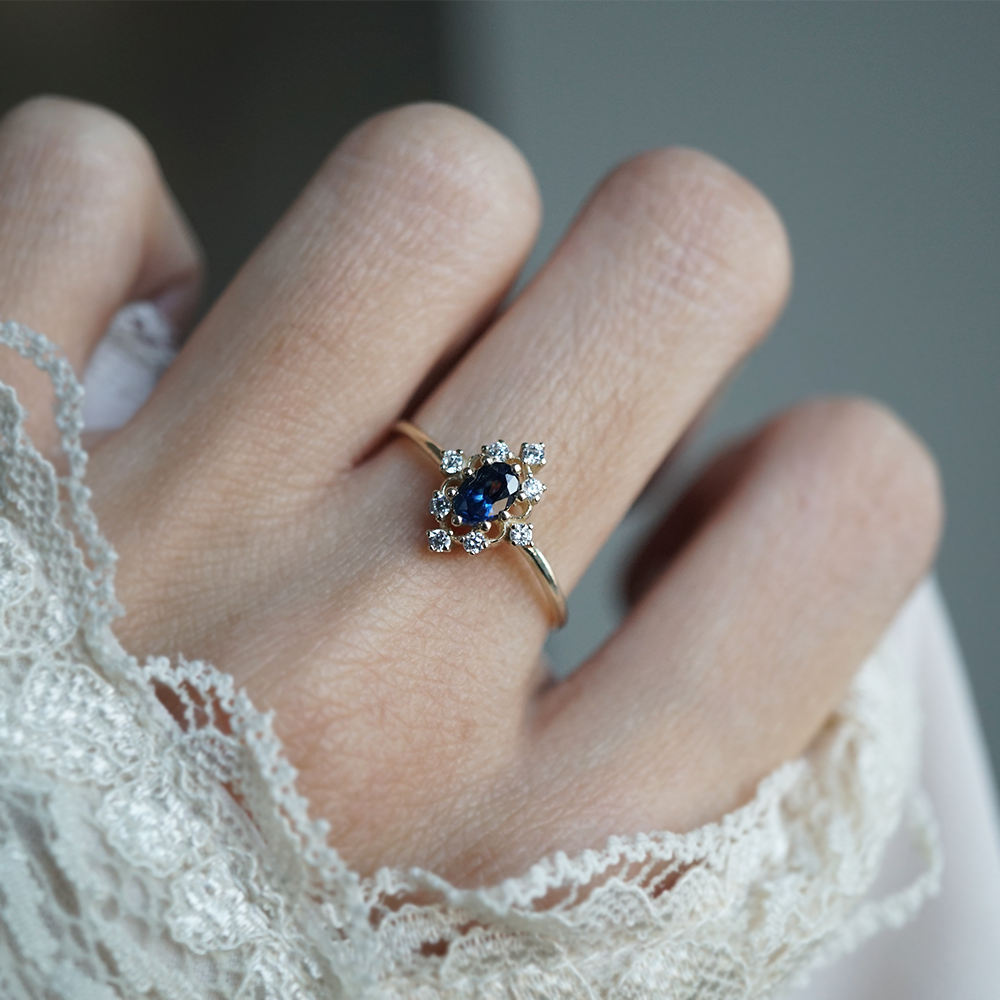 Moonlit Serenade Sapphire Ring in 14K and 18K Gold