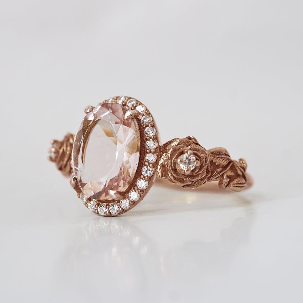 Morganite Rose Diamond Ring in 14K and 18K Gold - Tippy Taste Jewelry