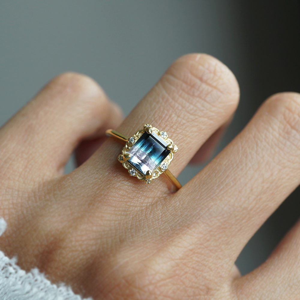Limited Edition: Bicolor Tourmaline Nightfall Diamond Ring in 14K and 18K Gold