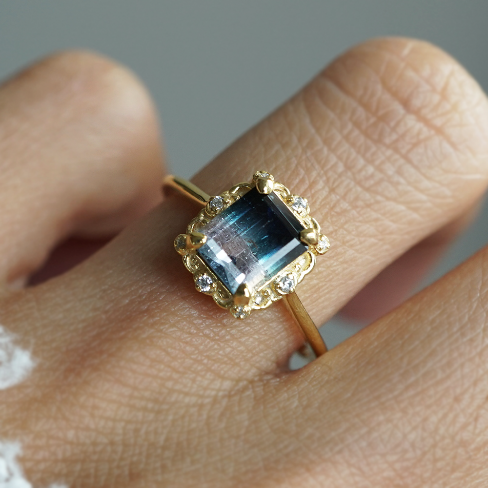 Limited Edition: Bicolor Tourmaline Nightfall Diamond Ring in 14K and 18K Gold