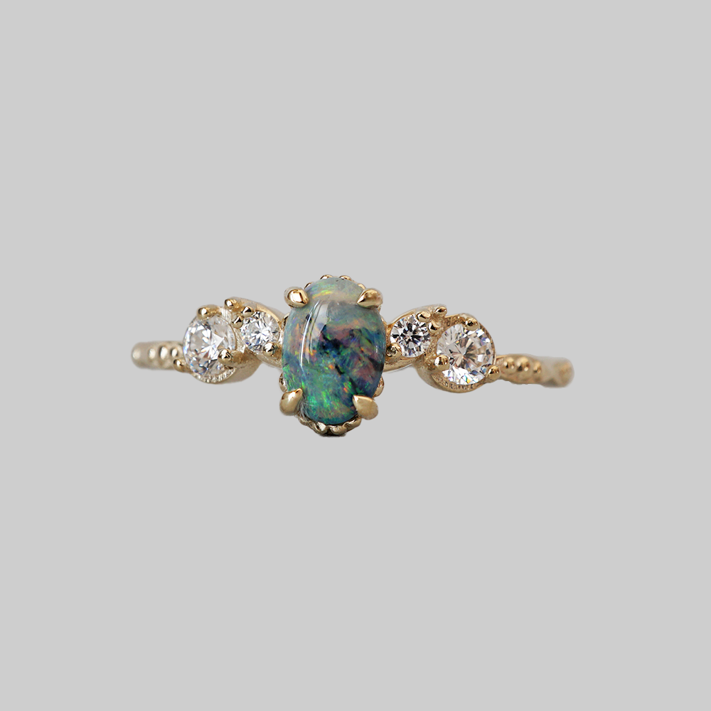 Opal Nebula Diamond Ring in 14K and 18K Gold