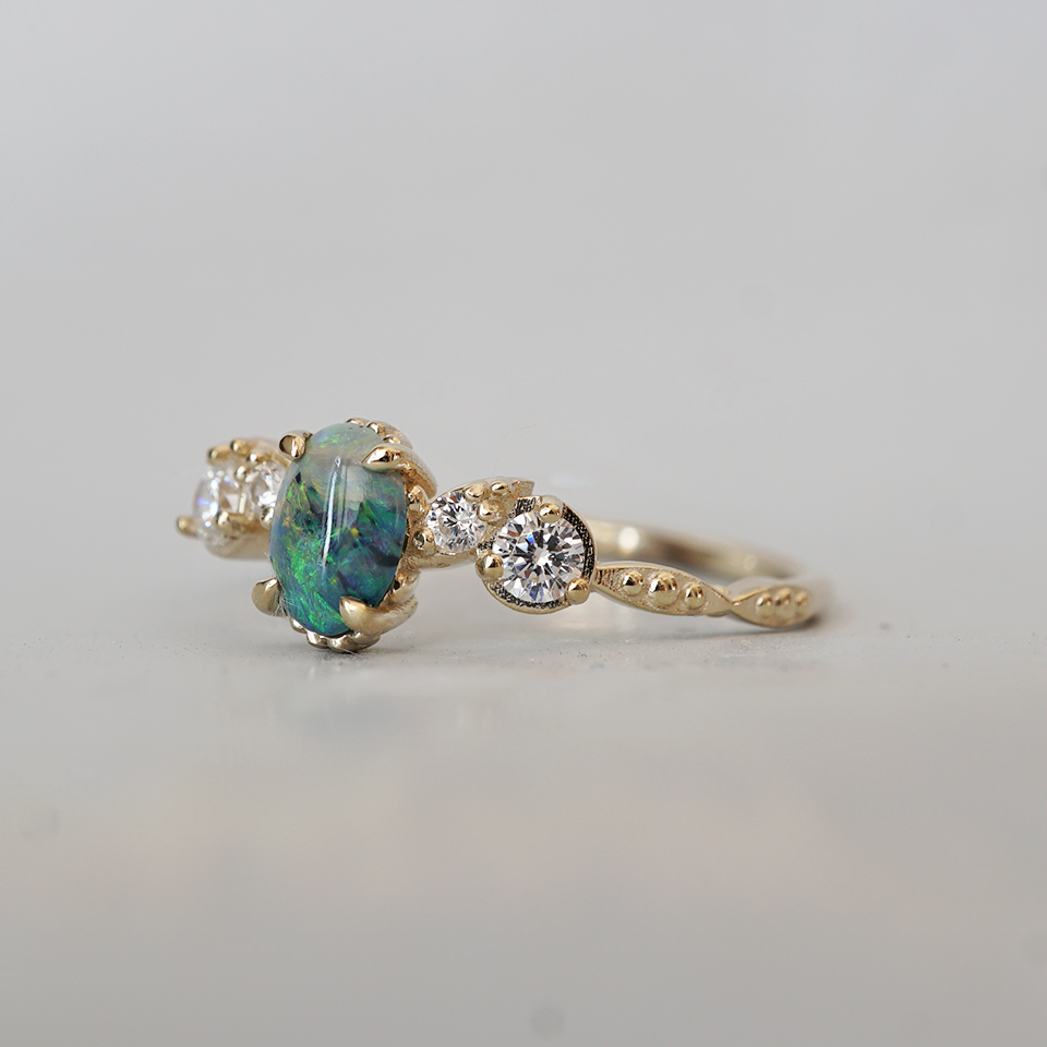 Opal Nebula Diamond Ring in 14K and 18K Gold