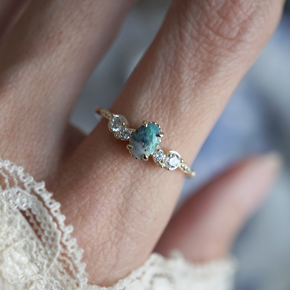 Opal Nebula Diamond Ring in 14K and 18K Gold