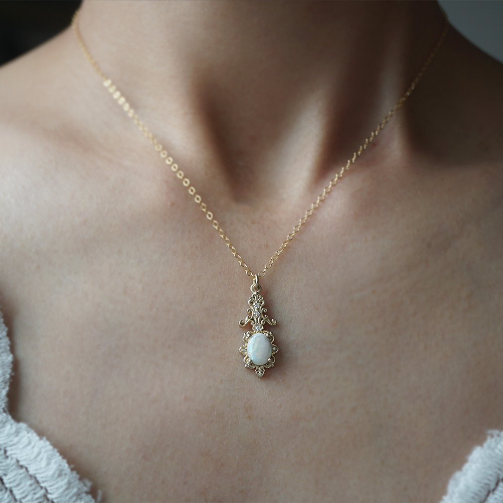 Belle Époque Opal Necklace in 14K and 18K Gold