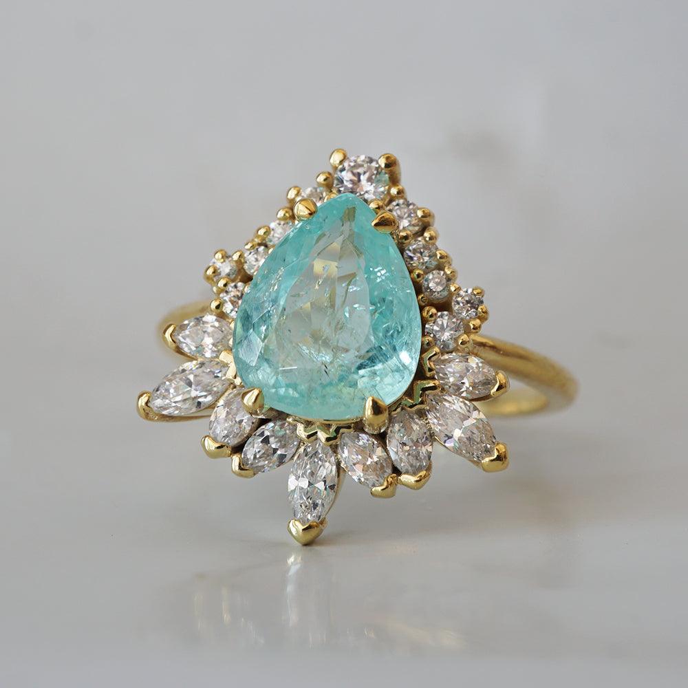 One Of A Kind: Paraiba Tourmaline Opulence Diamond Ring in 14K and 18K Gold - Tippy Taste Jewelry