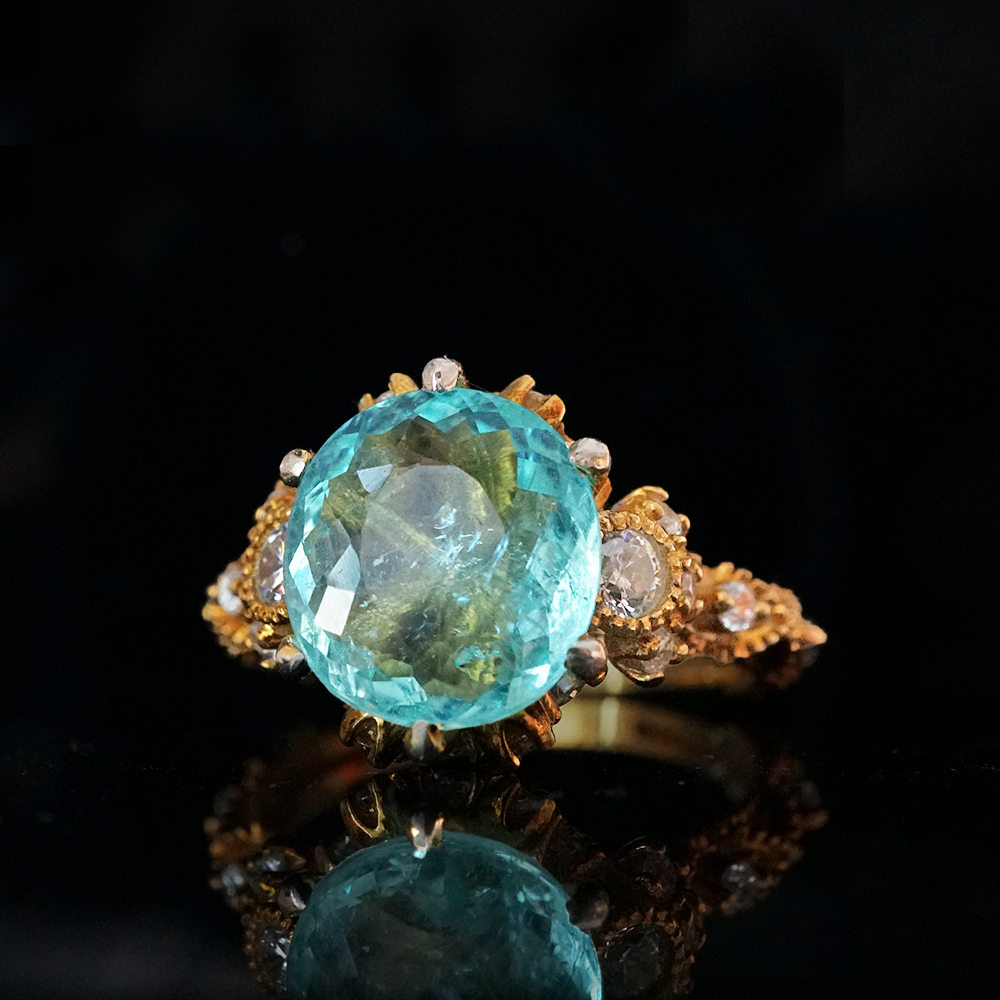 One Of A Kind: Paraiba Tourmaline Westminster Diamond Ring in 14K and 18K Gold