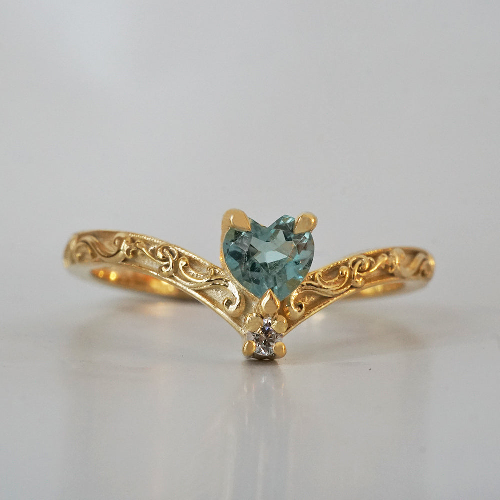 Limited Edition: Paraiba Tourmaline Heart Ring in 14K and 18K Gold