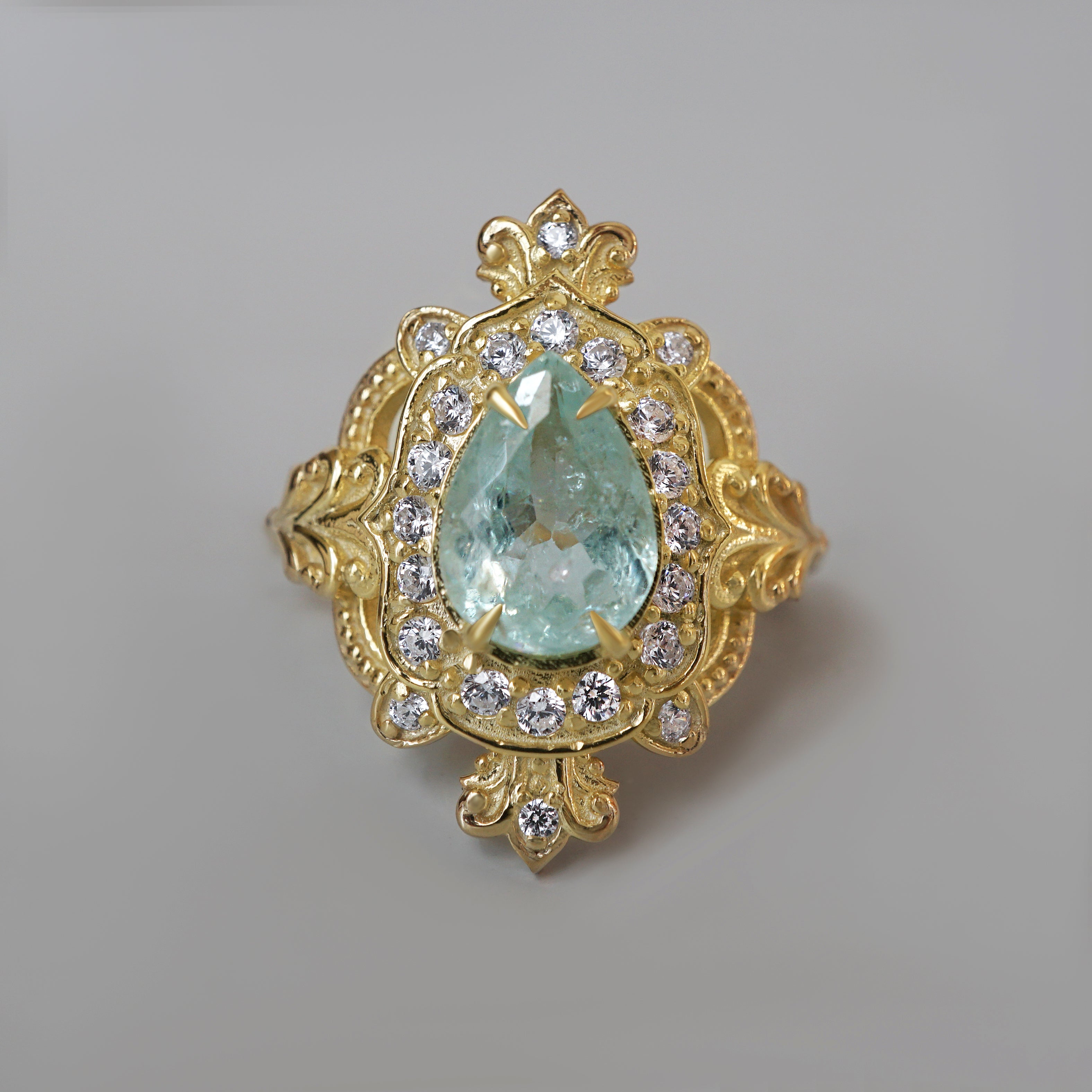 One Of A Kind: Seaborn Paraiba Tourmaline Diamond Ring in 14K and 18K Gold