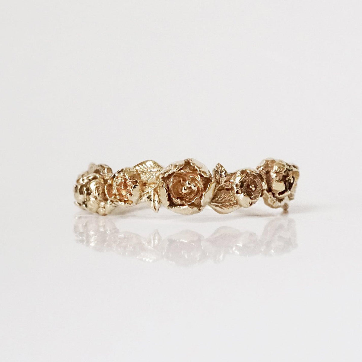 Peonies Ring Band in 14K and 18K Gold - Tippy Taste Jewelry