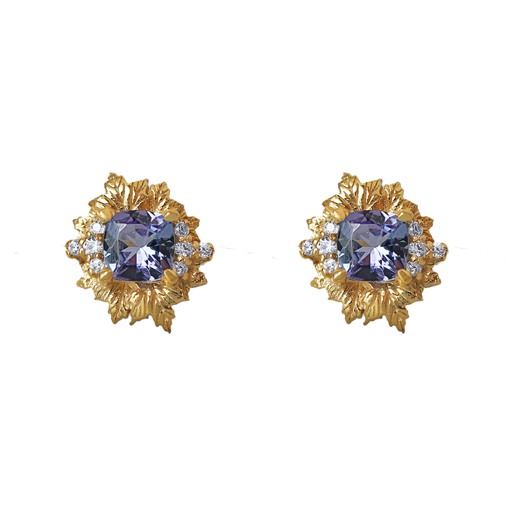 Petals Of Dusk Tanzanite Studs in 14K and 18K Gold