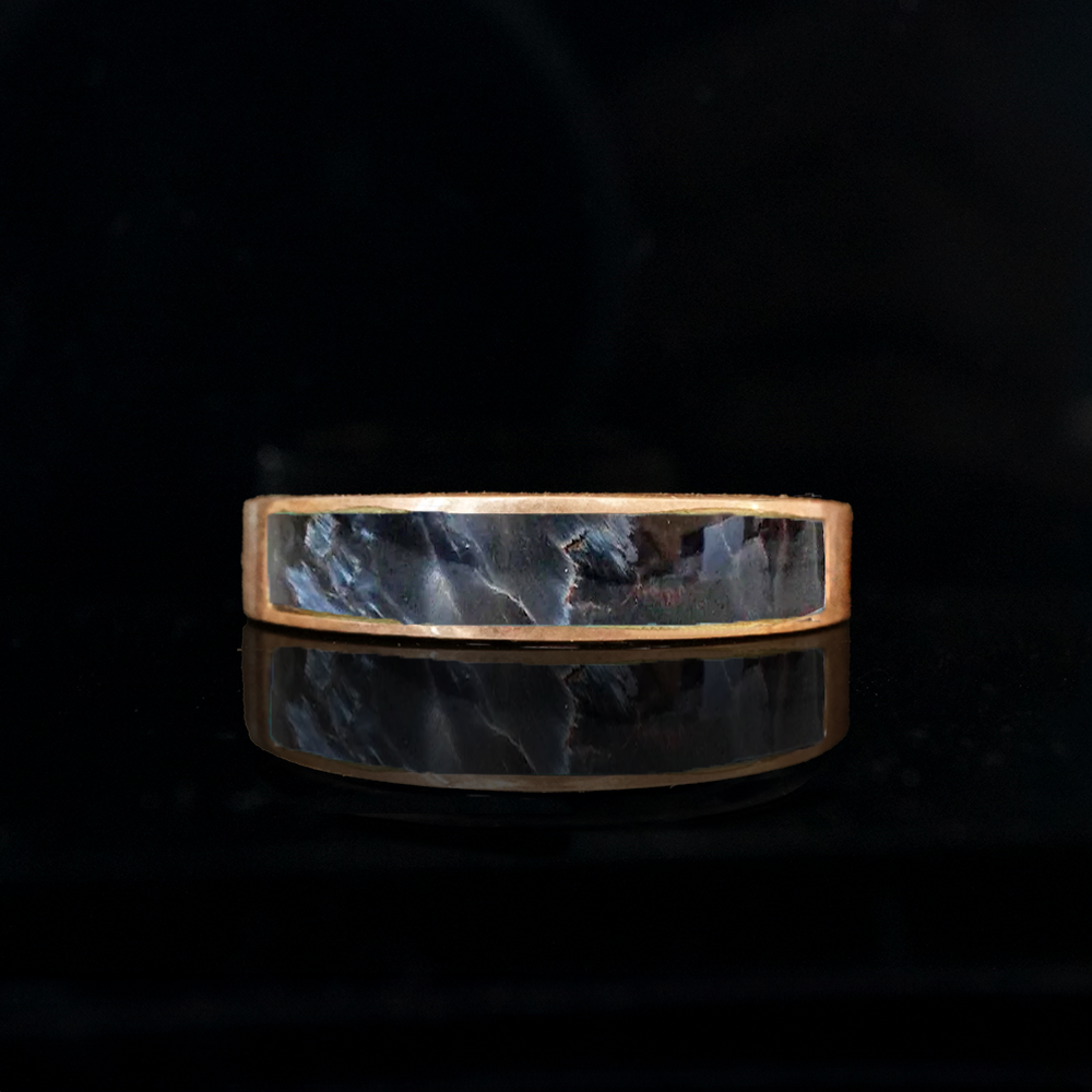 Pietersite Ring Band in Sterling Silver and 14K Gold, 3.5mm