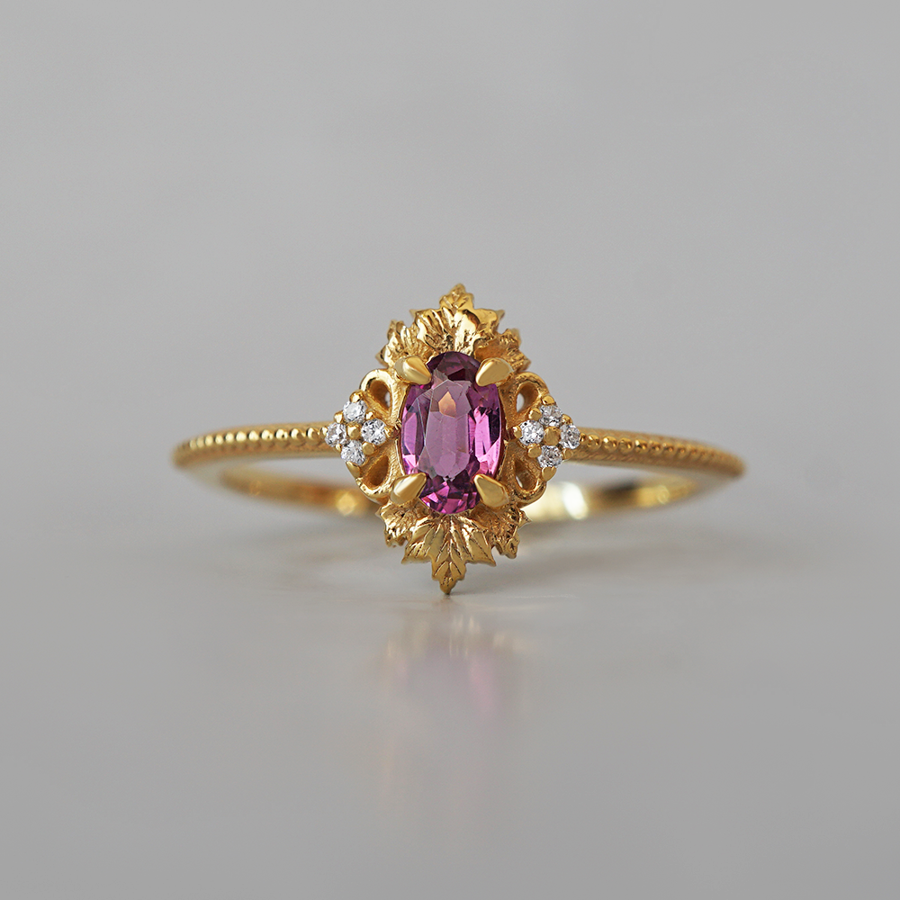 Whispers of Rose Violet Sapphire Ring in 14K and 18K Gold