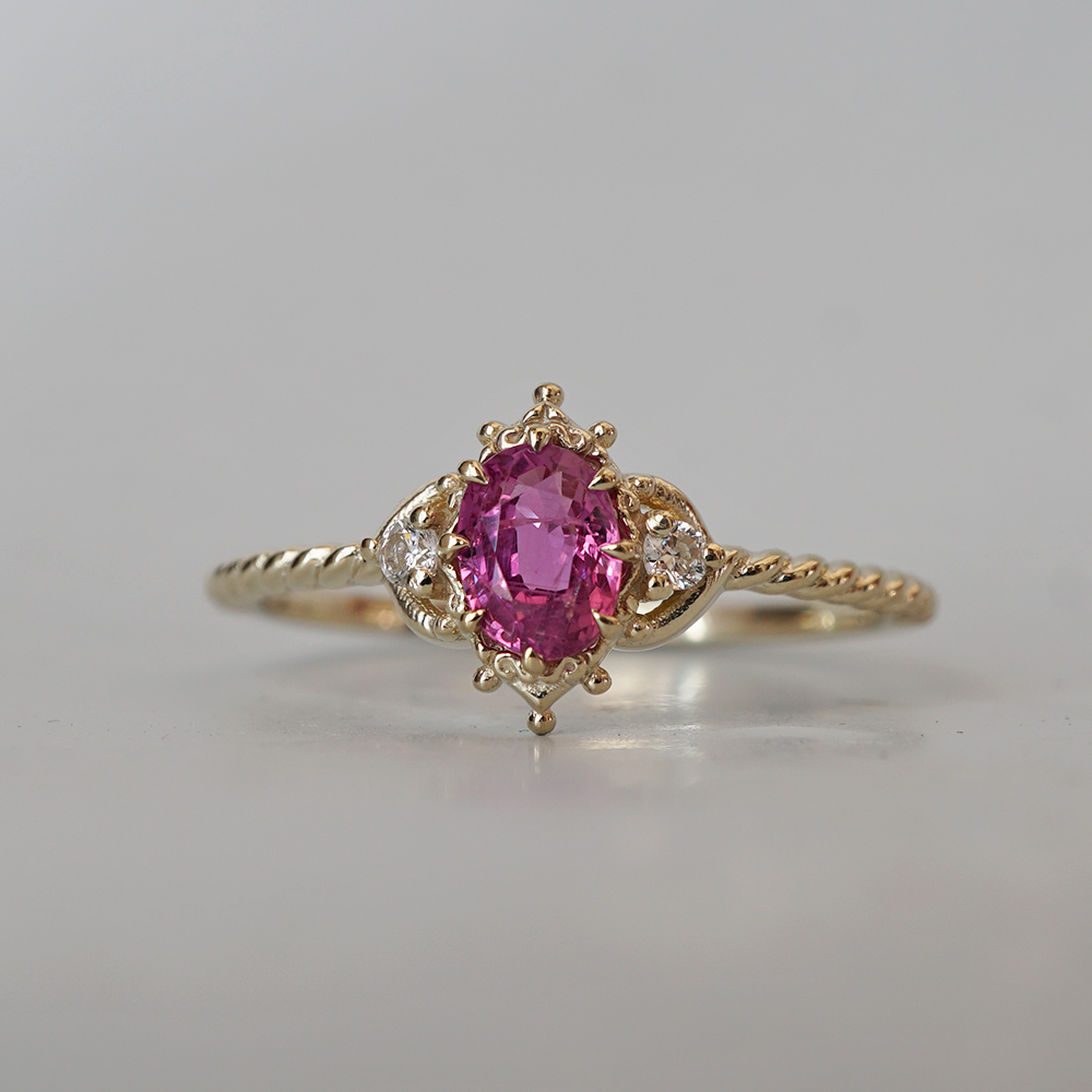 Sakura Pink Sapphire Ring in 14K and 18K Gold