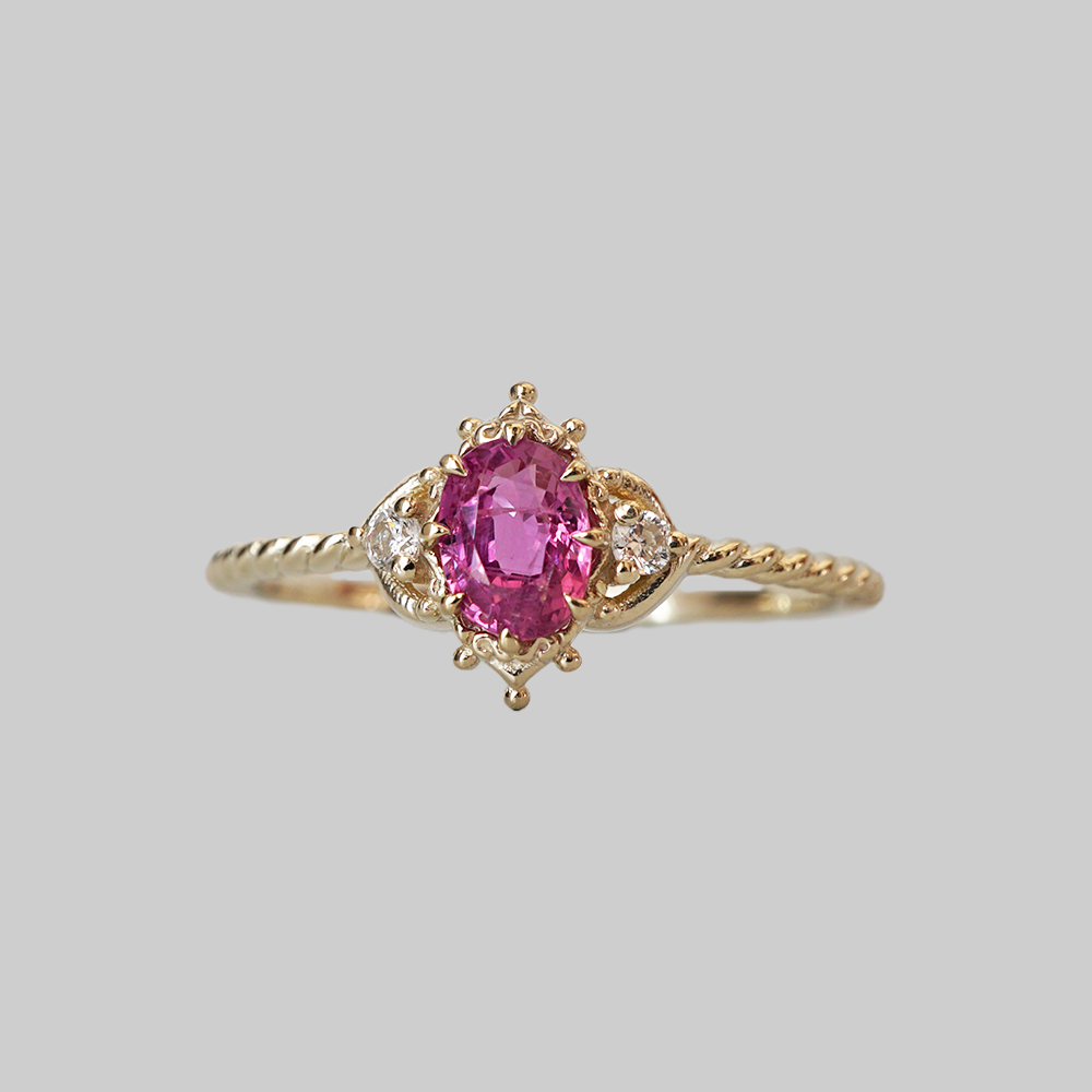 Sakura Pink Sapphire Ring in 14K and 18K Gold