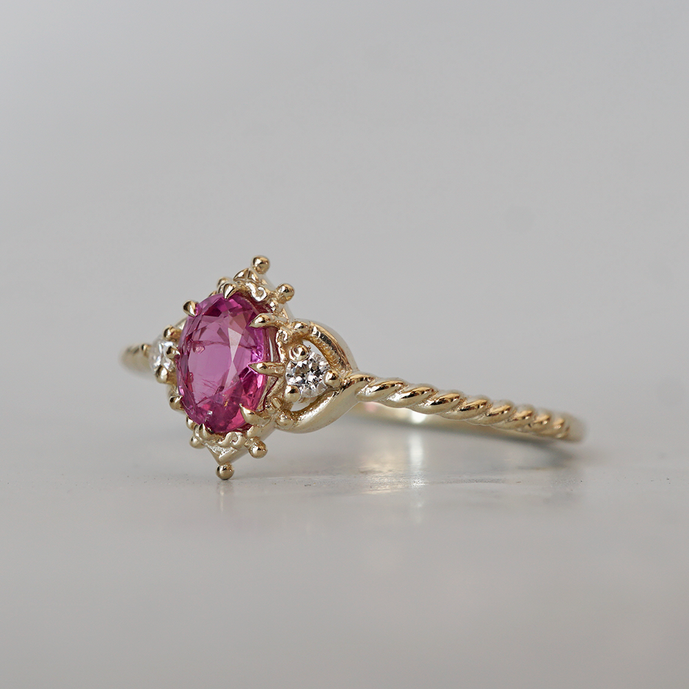 Sakura Pink Sapphire Ring in 14K and 18K Gold