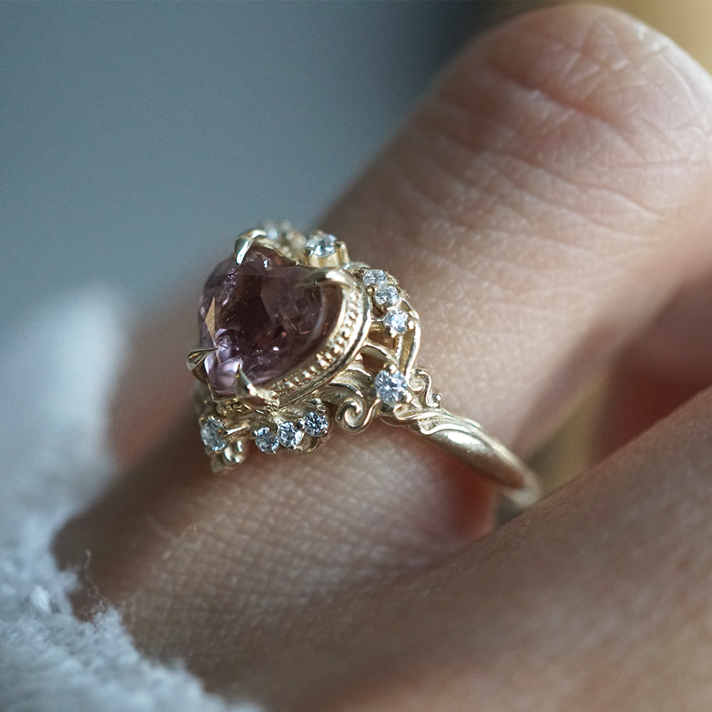 Morganite Heart of Rosé Ring in 14K and 18K Gold