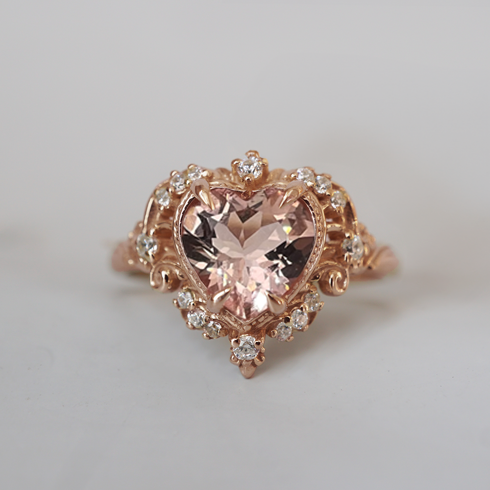Morganite Heart of Rosé Ring in 14K and 18K Gold