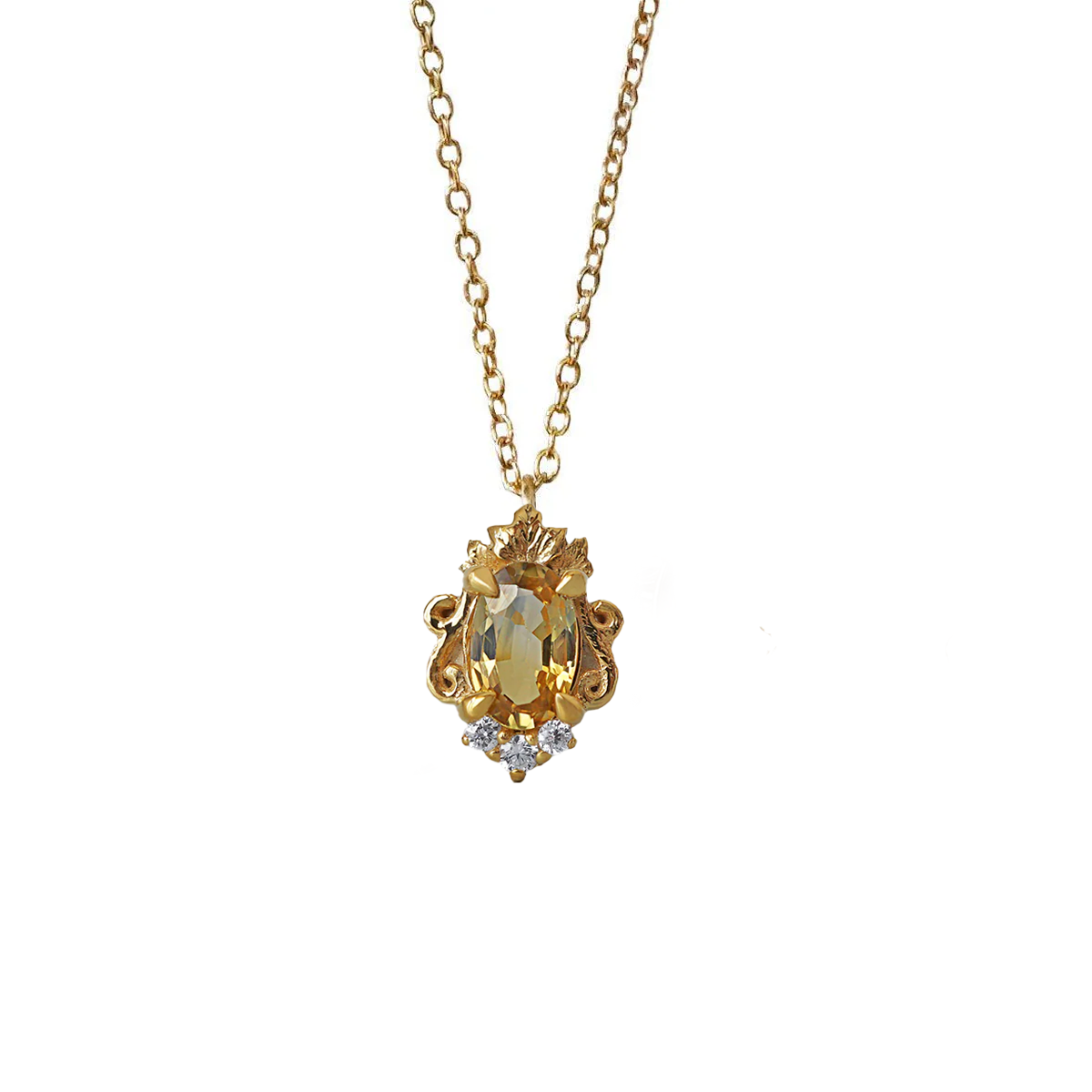 Poetry Of Morning Yellow Sapphire Necklace in 14K Gold