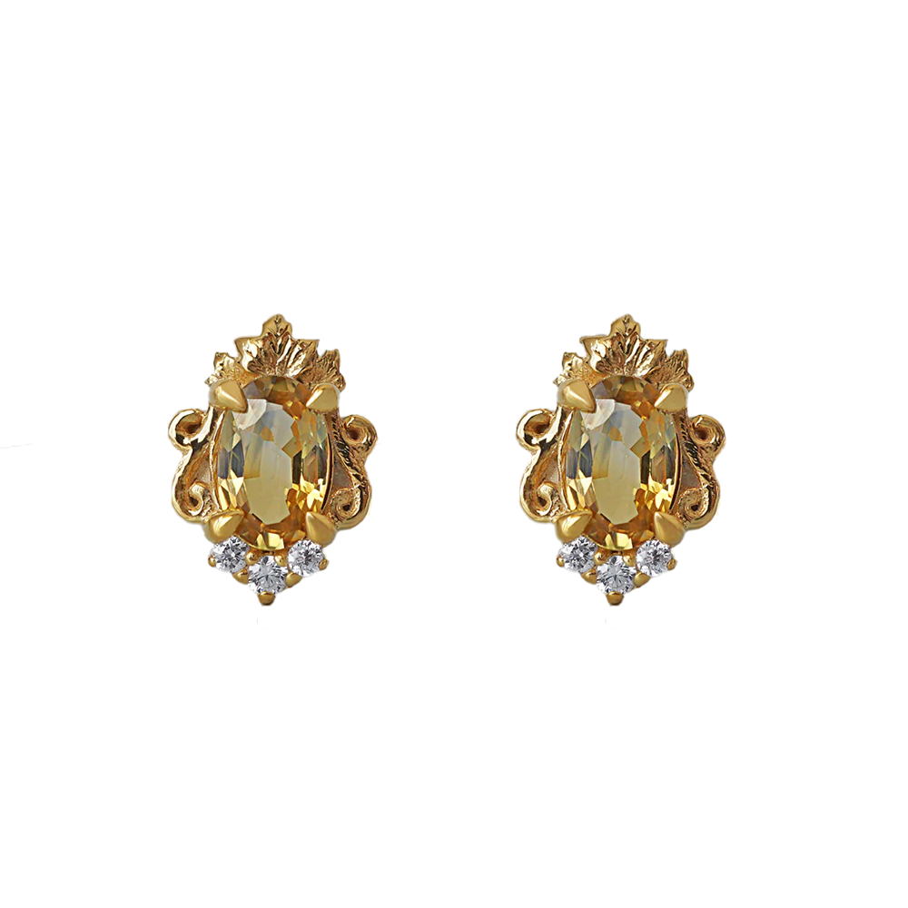 Poetry Of Morning Yellow Sapphire Studs in 14K and 18K Gold