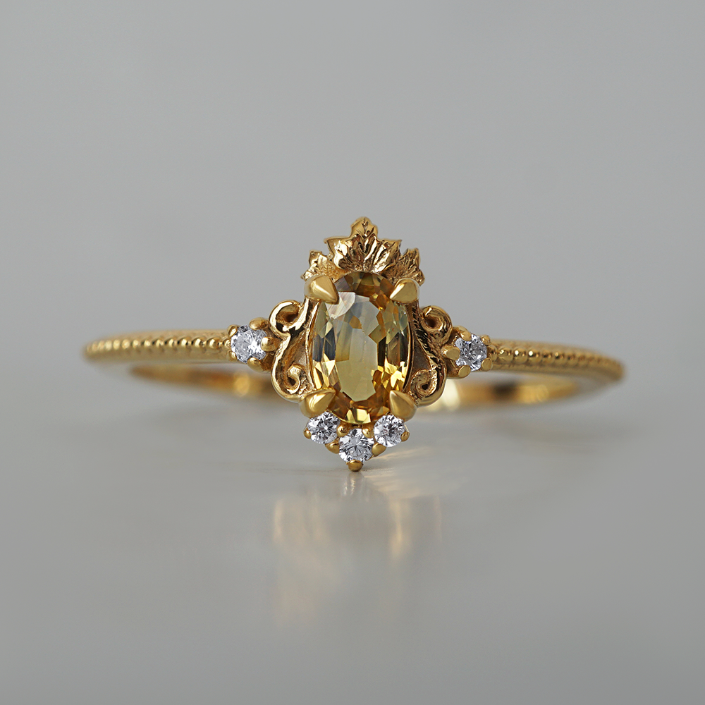 Poetry Of Morning Yellow Sapphire Ring in 14K and 18K Gold