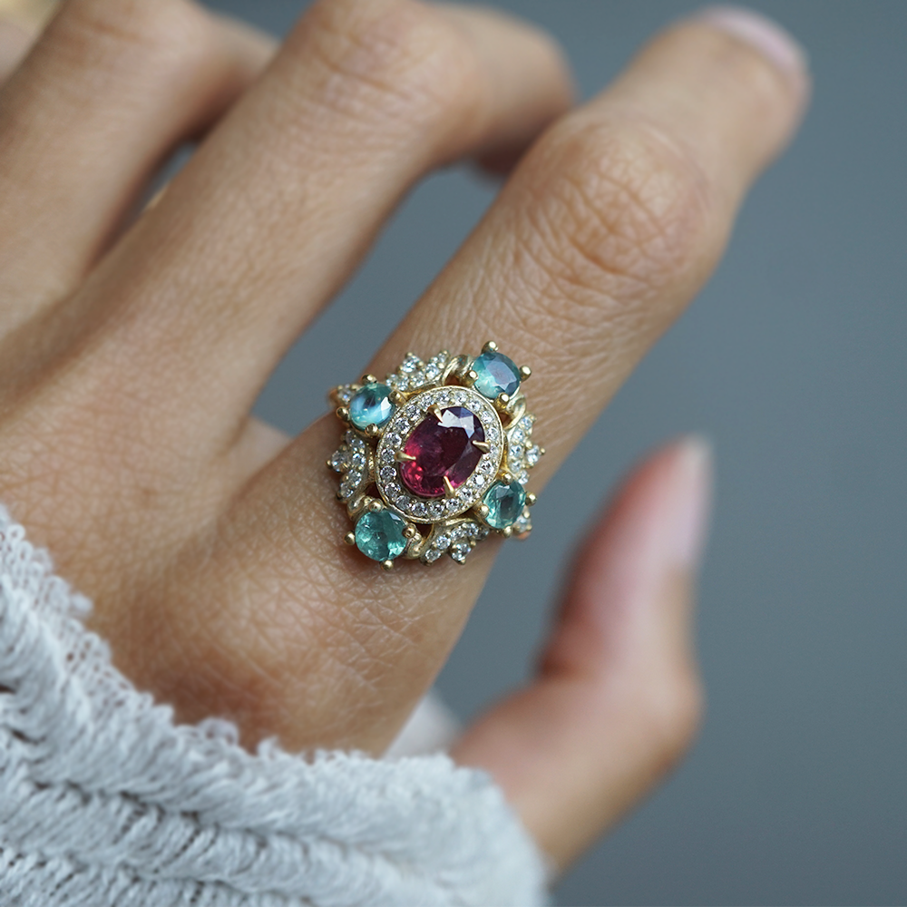 One of a Kind: Queens Prayer Ruby and Alexandrite Ring in 14K and 18K Gold