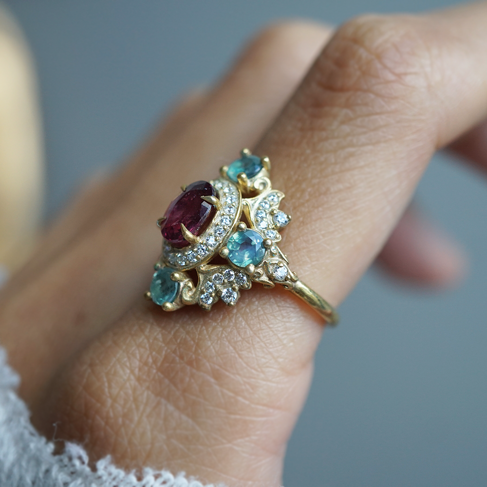 One of a Kind: Queens Prayer Ruby and Alexandrite Ring in 14K and 18K Gold