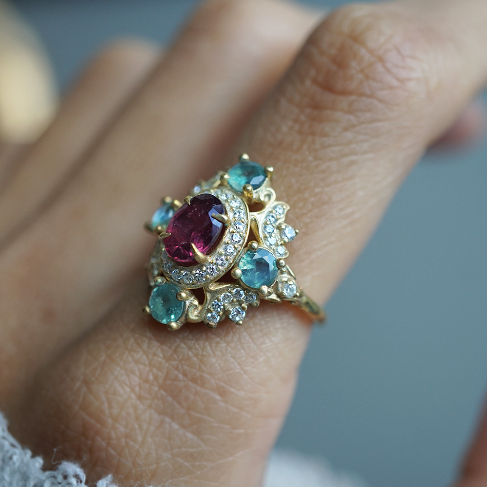 One of a Kind: Queens Prayer Ruby and Alexandrite Ring in 14K and 18K Gold
