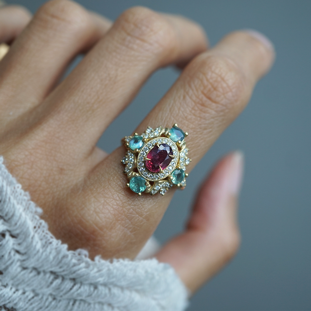 One of a Kind: Queens Prayer Ruby and Alexandrite Ring in 14K and 18K Gold