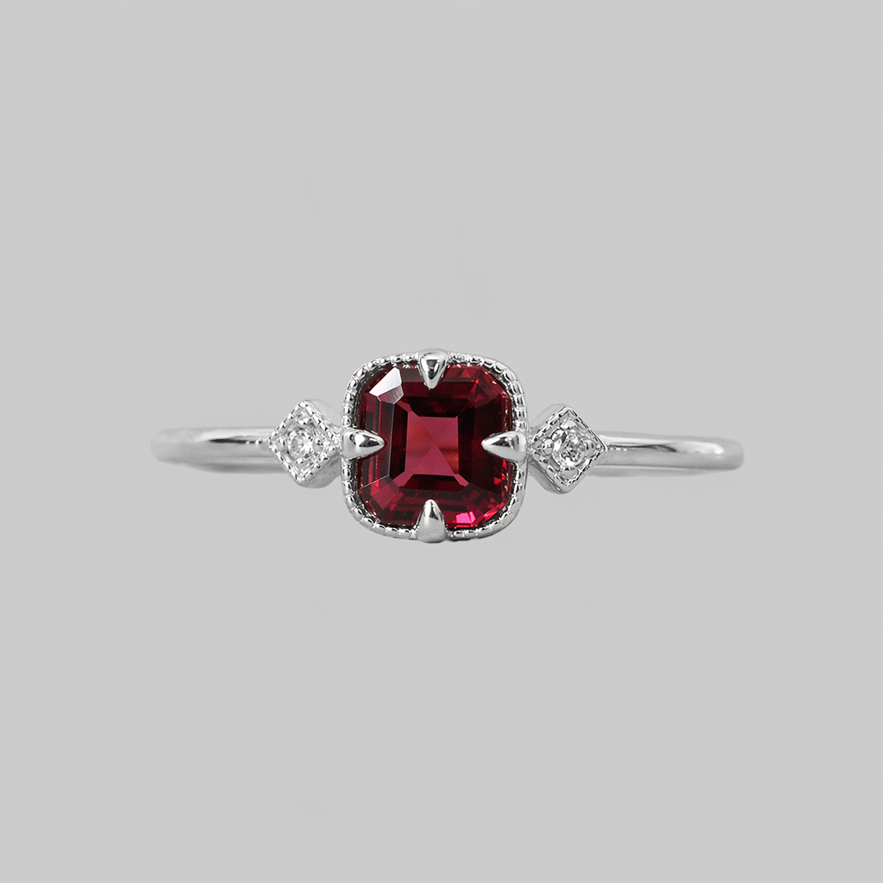 Rouge Reverie Spinel Diamond Ring in Sterling Silver