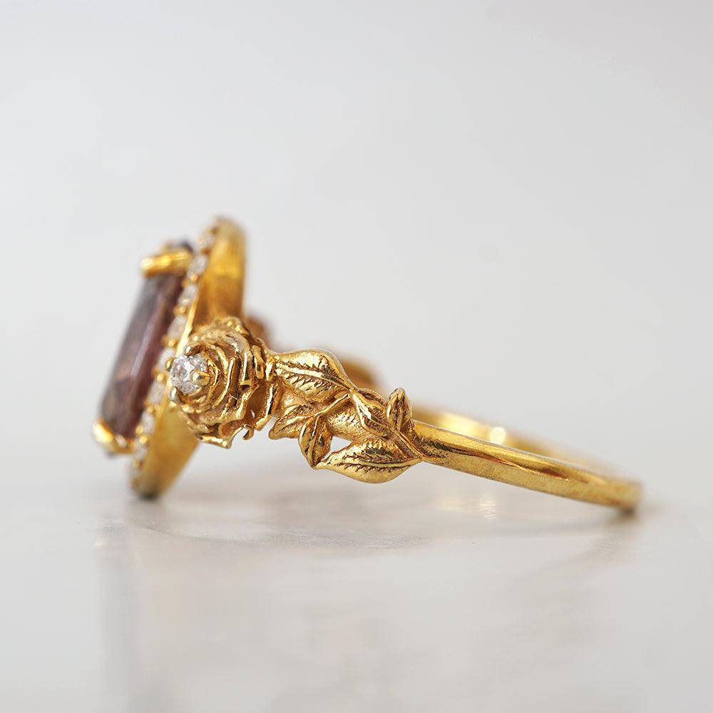 One Of A Kind: Watermelon Tourmaline Rose Diamond Ring in 14K and 18K Gold - Tippy Taste Jewelry
