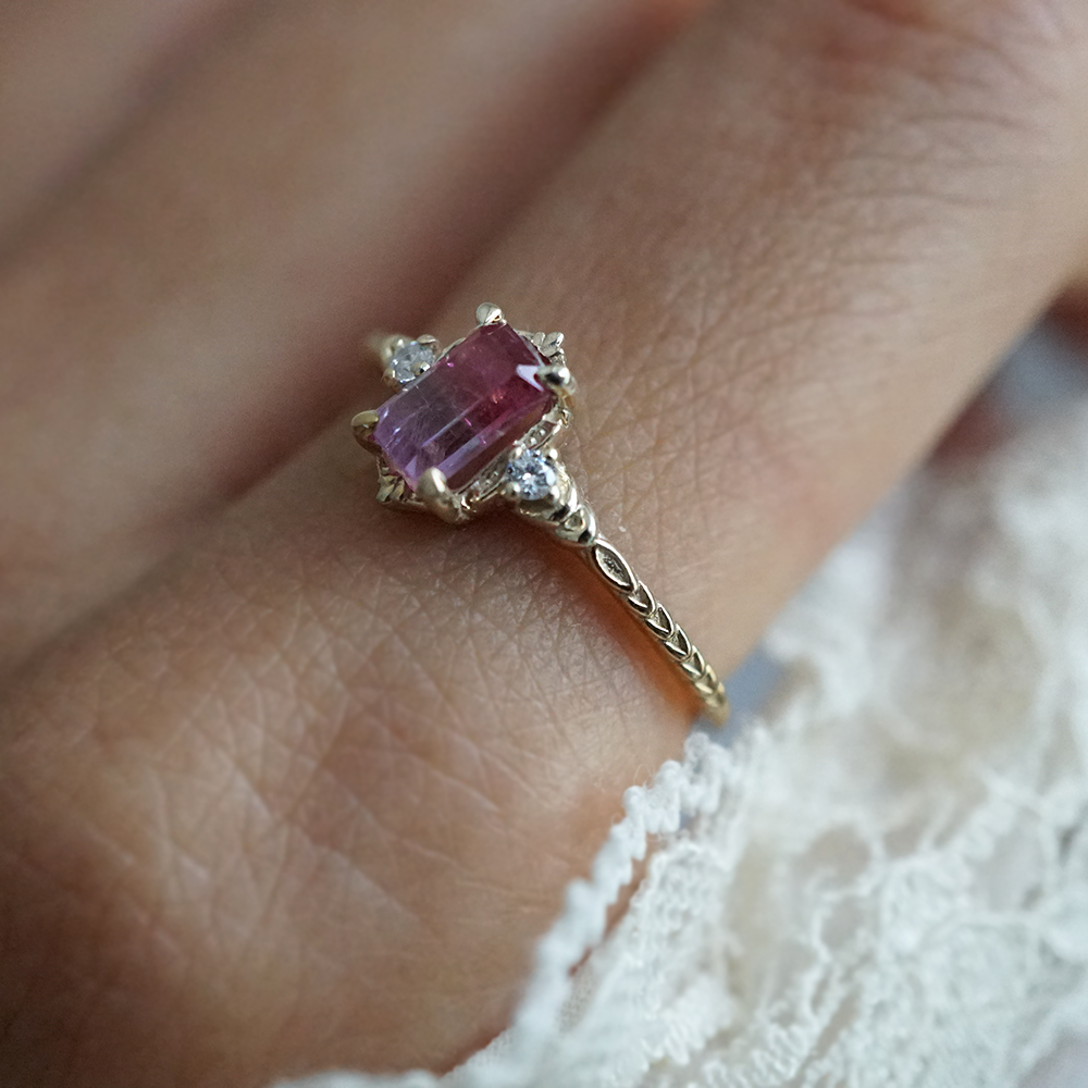Limited Edition: Rosewater Bicolor Tourmaline Ring in 14K and 18K Gold