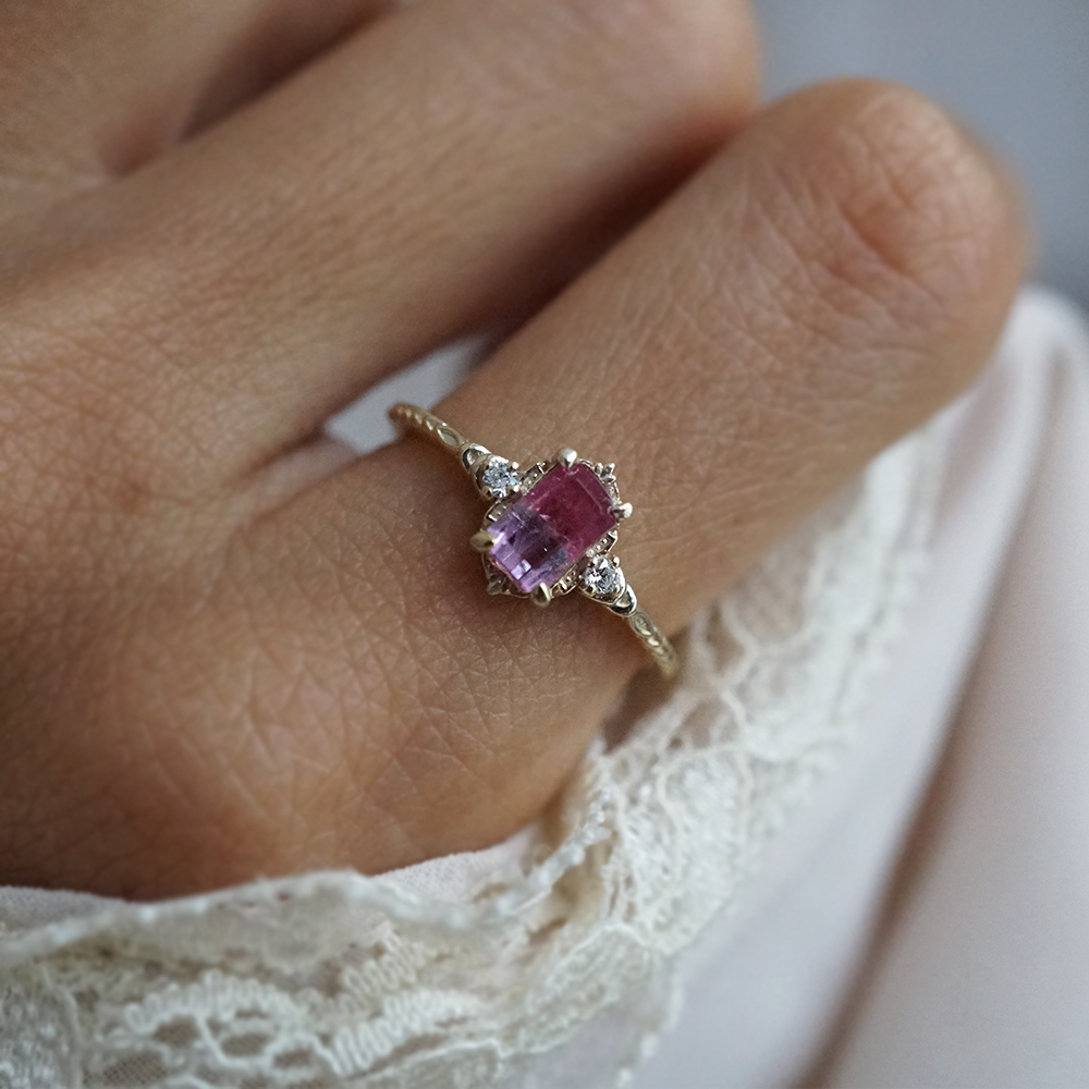 Limited Edition: Rosewater Bicolor Tourmaline Ring in 14K and 18K Gold