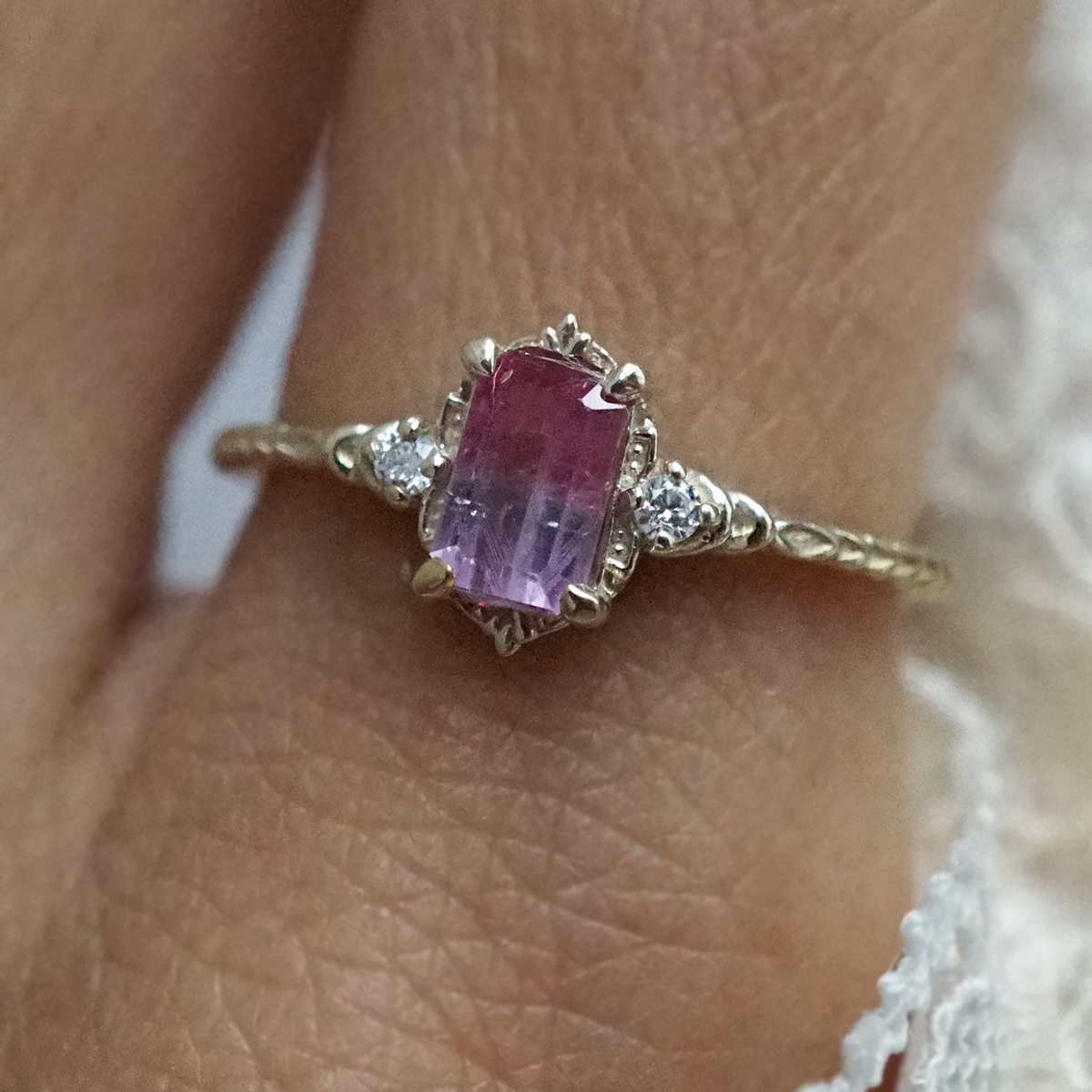 Limited Edition: Rosewater Bicolor Tourmaline Ring in 14K and 18K Gold