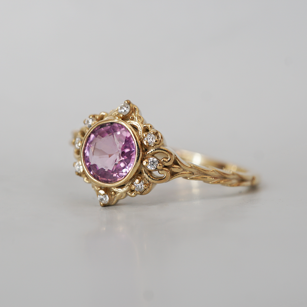 Briar Rose Pink Sapphire Diamond Ring in 14K and 18K Gold