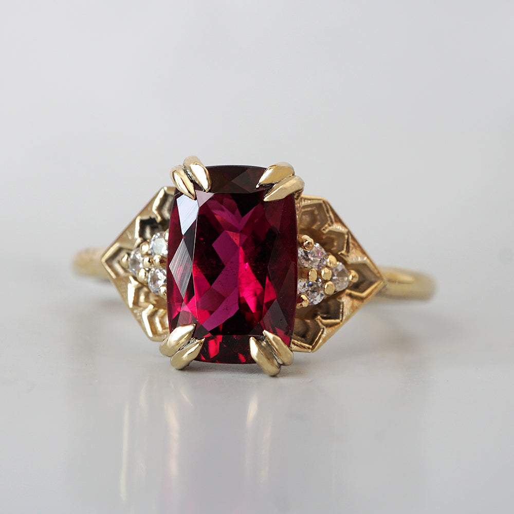 One Of A Kind: Alhambra Glow Rubellite Cushion Ring in 14K and 18K Gold