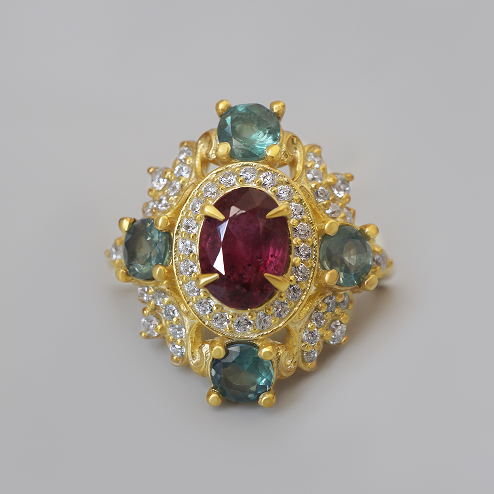 One of a Kind: Queens Prayer Ruby and Alexandrite Ring in 14K and 18K Gold