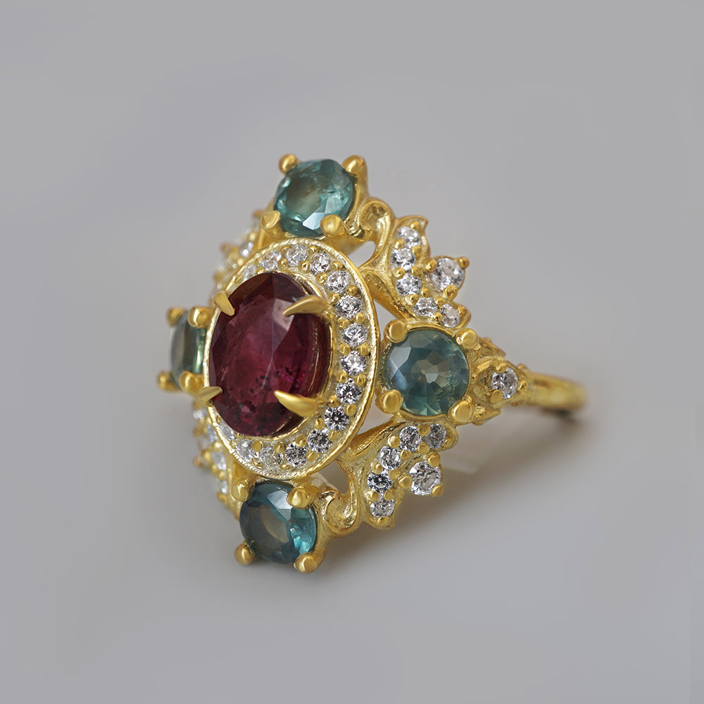 One of a Kind: Queens Prayer Ruby and Alexandrite Ring in 14K and 18K Gold