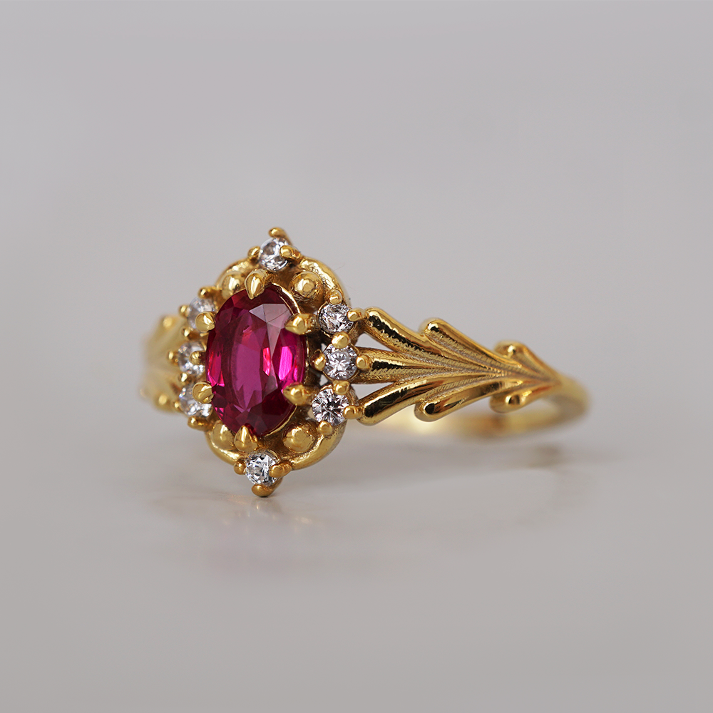 Ruby Fluer Diamond Ring in 14K and 18K Gold