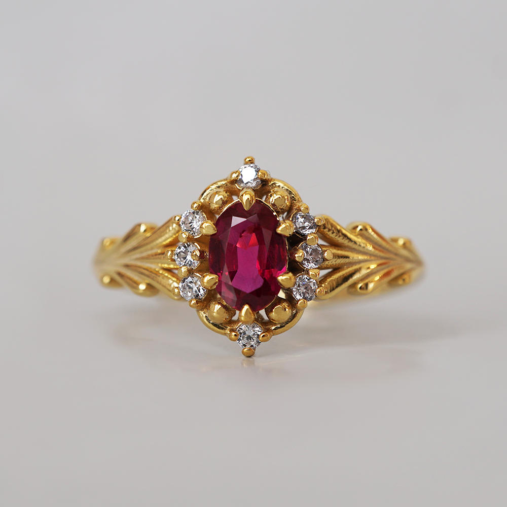 Ruby Fluer Diamond Ring in 14K and 18K Gold