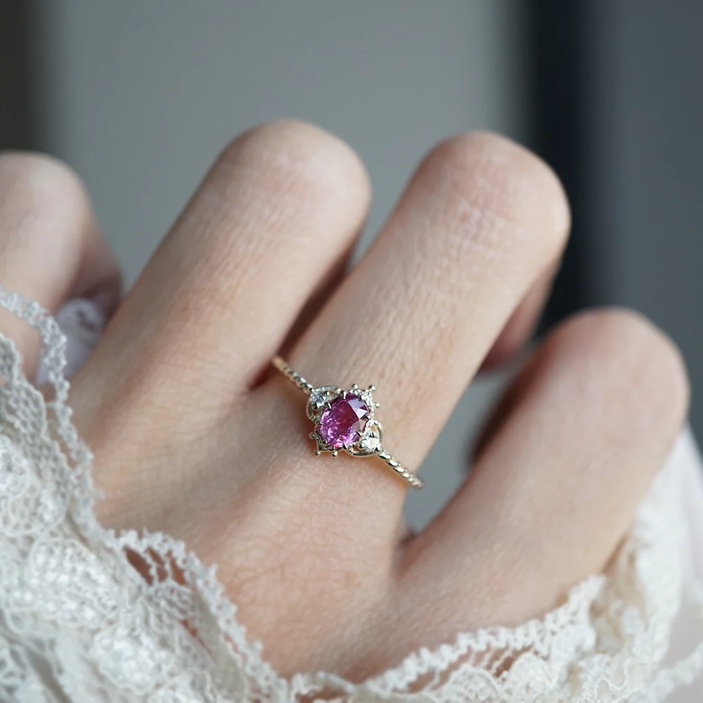Sakura Pink Sapphire Ring in 14K and 18K Gold