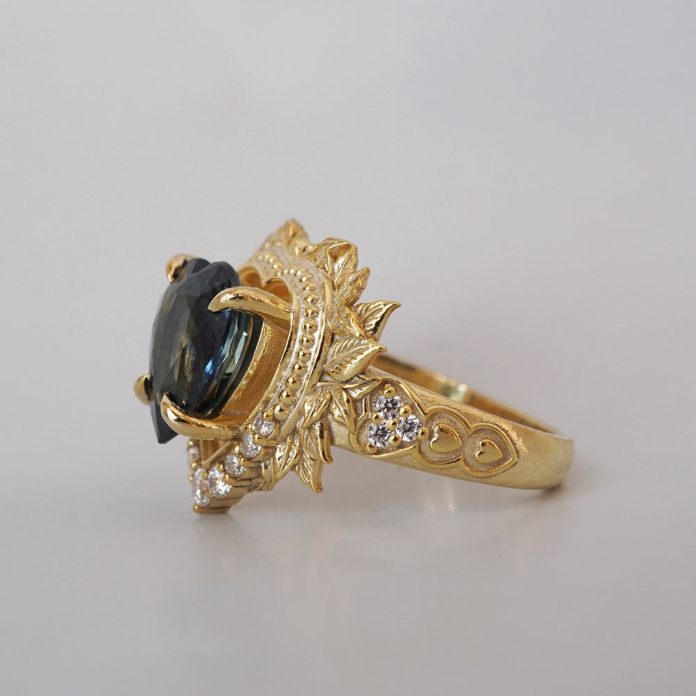 One Of A Kind: Heart of the Ocean Blue Sapphire Diamond Ring in 14K and 18K Gold, 2.65ct