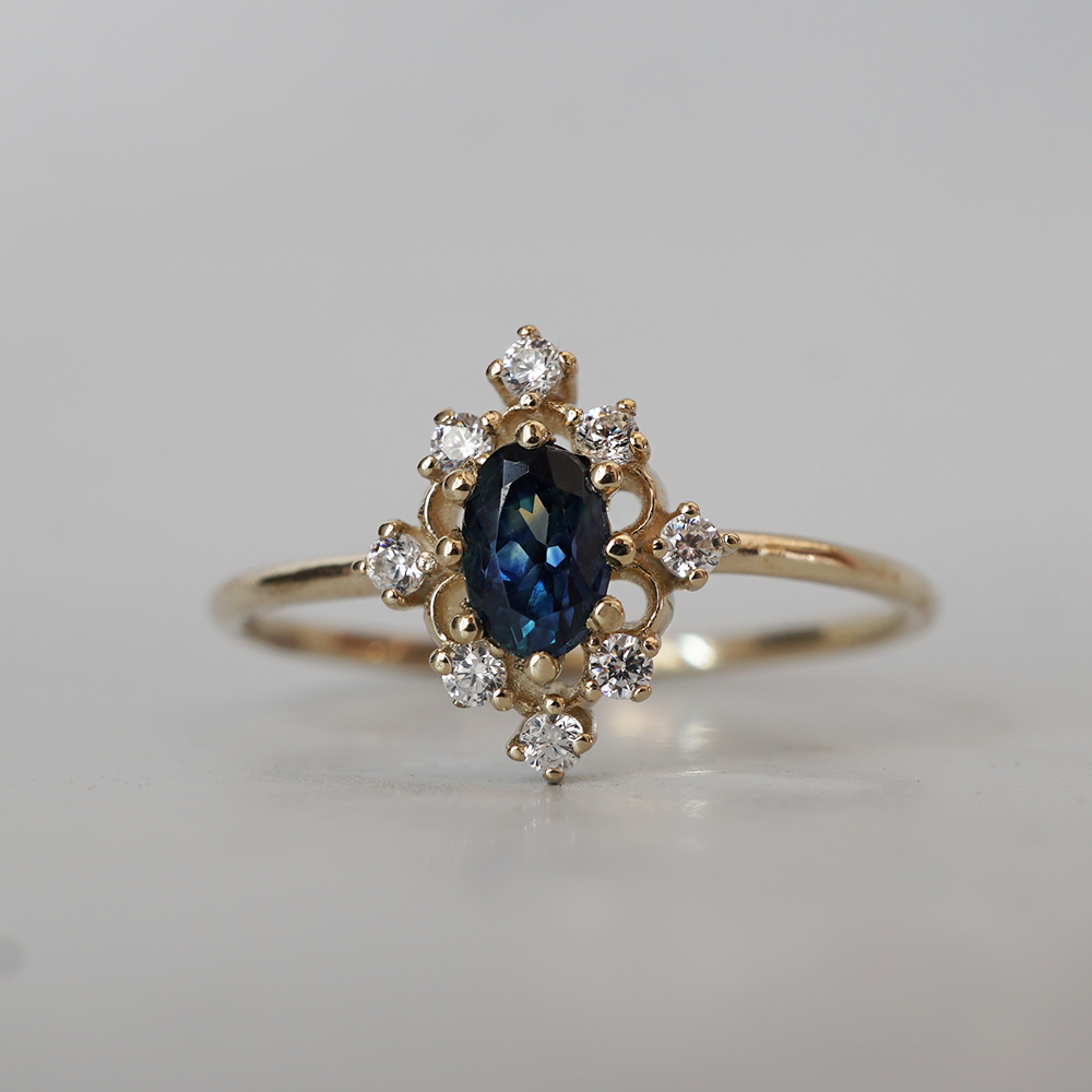 Moonlit Serenade Sapphire Ring in 14K and 18K Gold