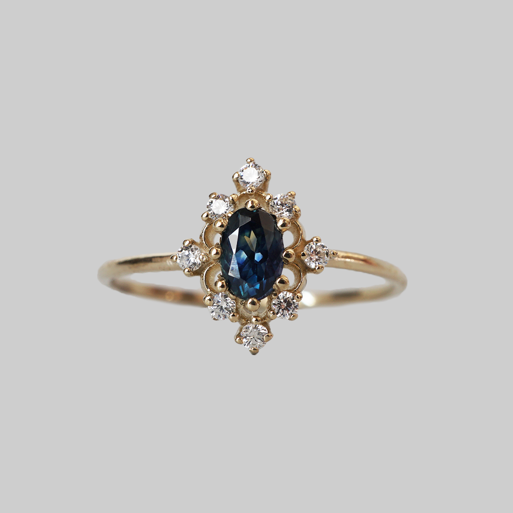 Moonlit Serenade Sapphire Ring in 14K and 18K Gold