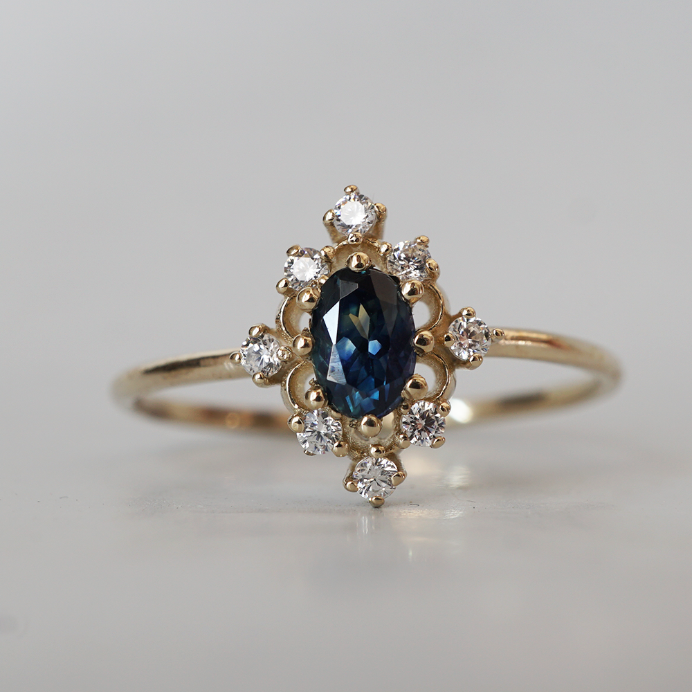 Moonlit Serenade Sapphire Ring in 14K and 18K Gold
